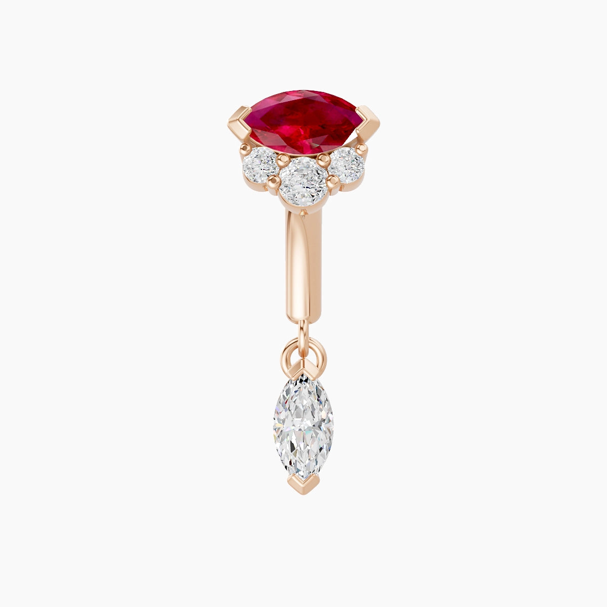 Danu | 18k Rose Gold 6 mm Ruby & Diamond Rook Piercing