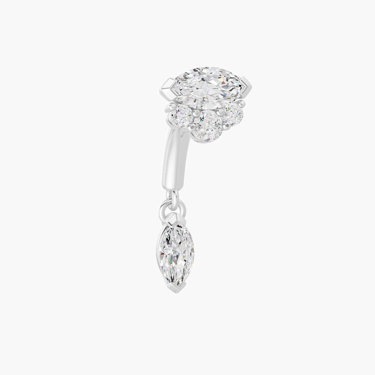 Danu | 18k White Gold 6 mm Diamond Rook Piercing