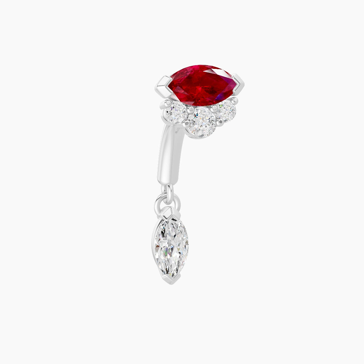 Danu | 18k White Gold 6 mm Ruby & Diamond Rook Piercing