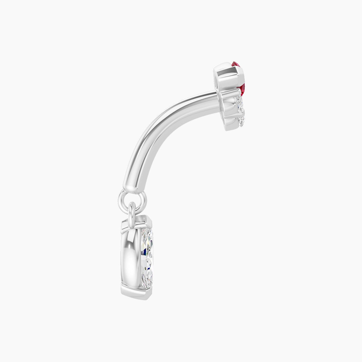 Danu | 18k White Gold 6 mm Ruby & Diamond Rook Piercing