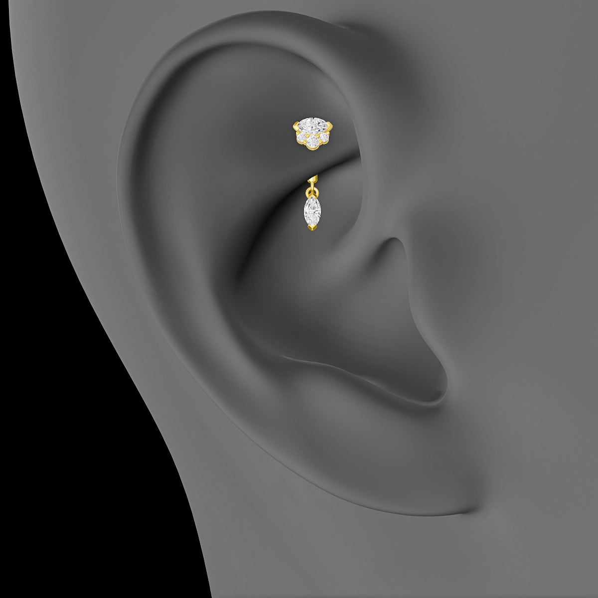 Danu | 18k Yellow Gold 6 mm Diamond Rook Piercing