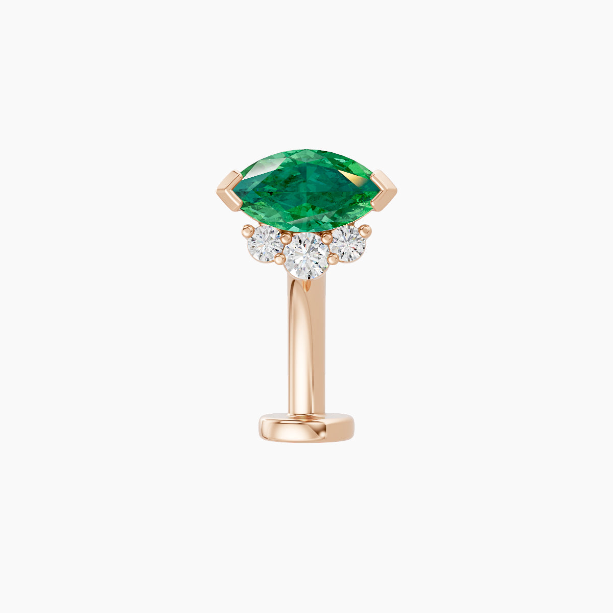 Danu | 18k Rose Gold 10 mm 7 mm Emerald & Diamond Floating Navel Piercing