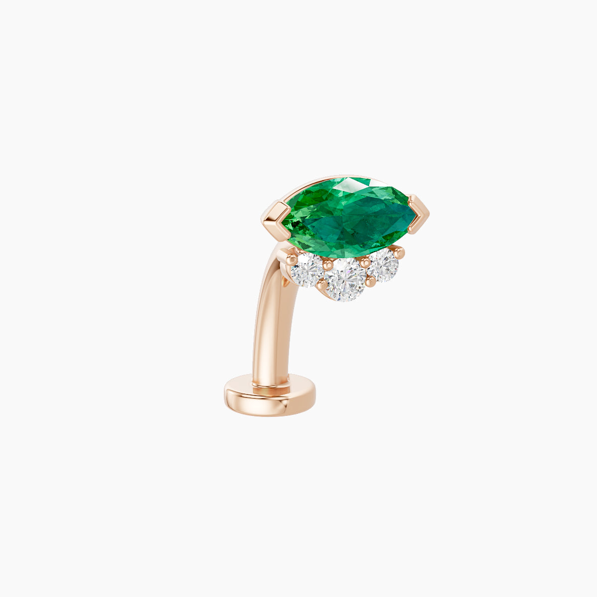Danu | 18k Rose Gold 10 mm 7 mm Emerald & Diamond Floating Navel Piercing