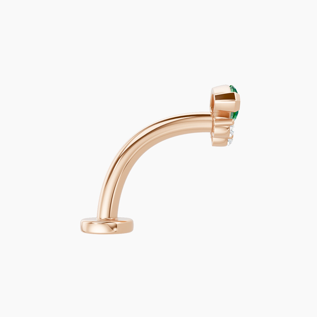 Danu | 18k Rose Gold 10 mm 7 mm Emerald & Diamond Floating Navel Piercing