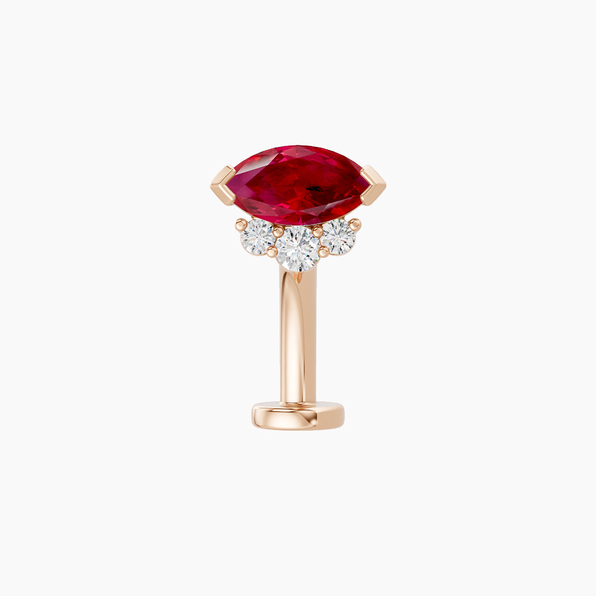 Danu | 18k Rose Gold 10 mm 7 mm Ruby & Diamond Floating Navel Piercing