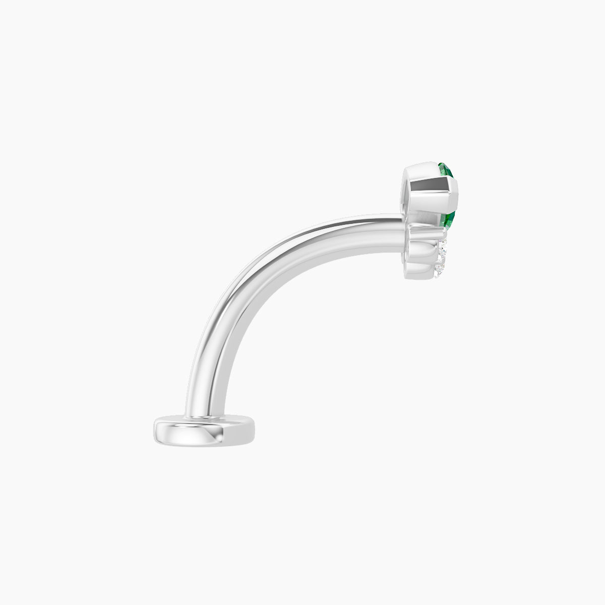 Danu | 18k White Gold 10 mm 7 mm Emerald & Diamond Floating Navel Piercing