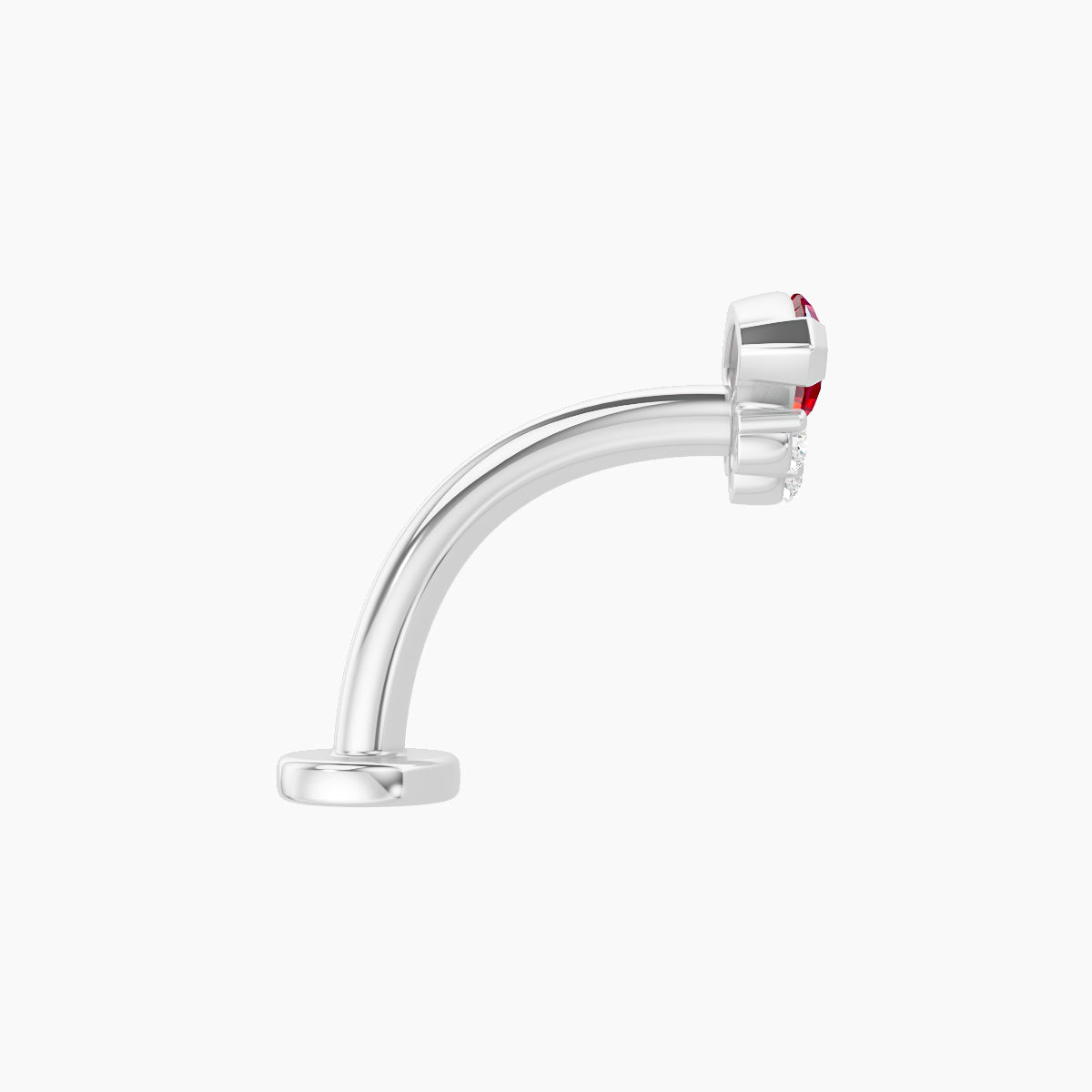 Danu | 18k White Gold 10 mm 7 mm Ruby & Diamond Floating Navel Piercing