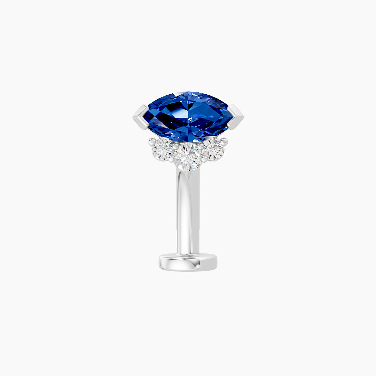 Danu | 18k White Gold 10 mm 7 mm Sapphire & Diamond Floating Navel Piercing