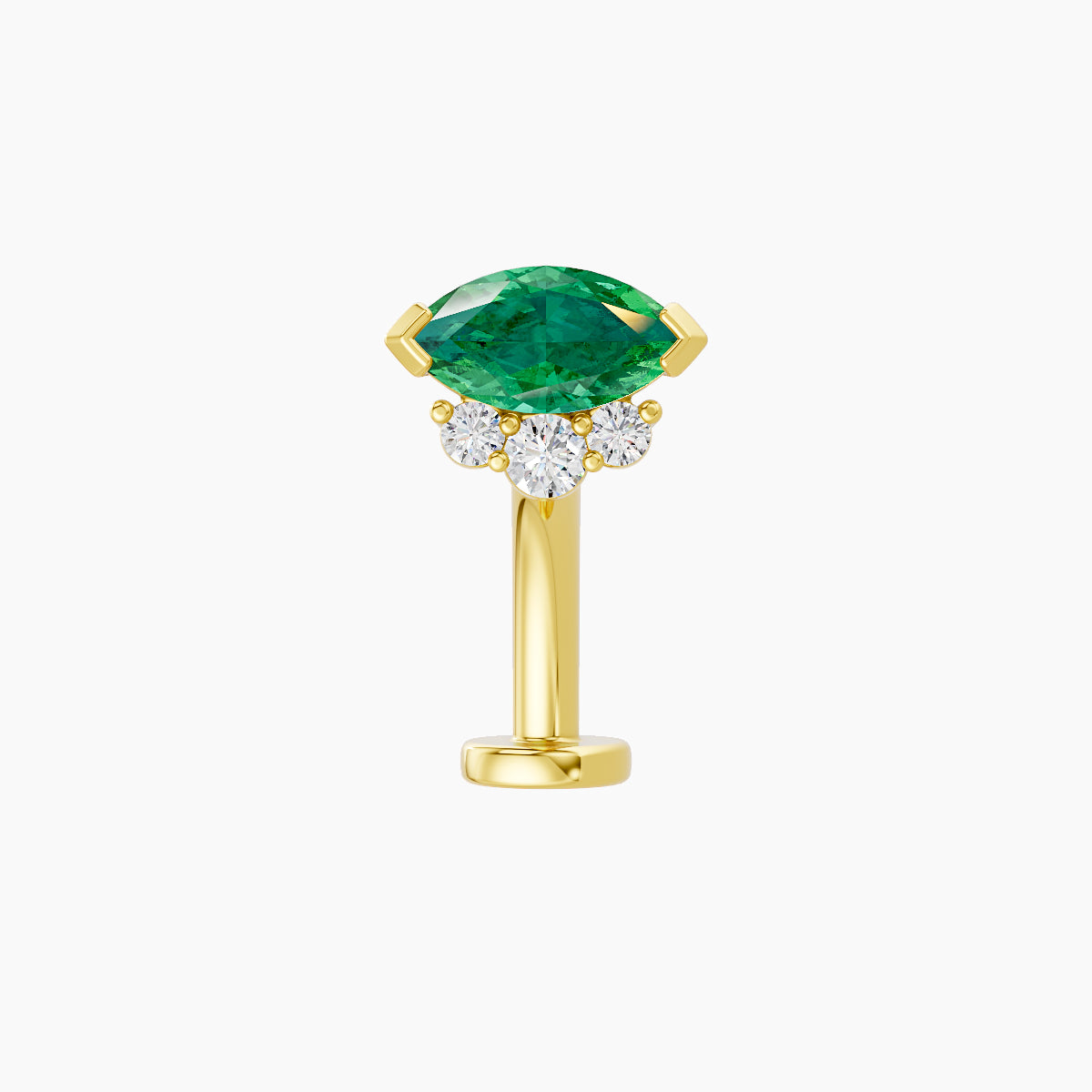 Danu | 18k Yellow Gold 10 mm 7 mm Emerald & Diamond Floating Navel Piercing