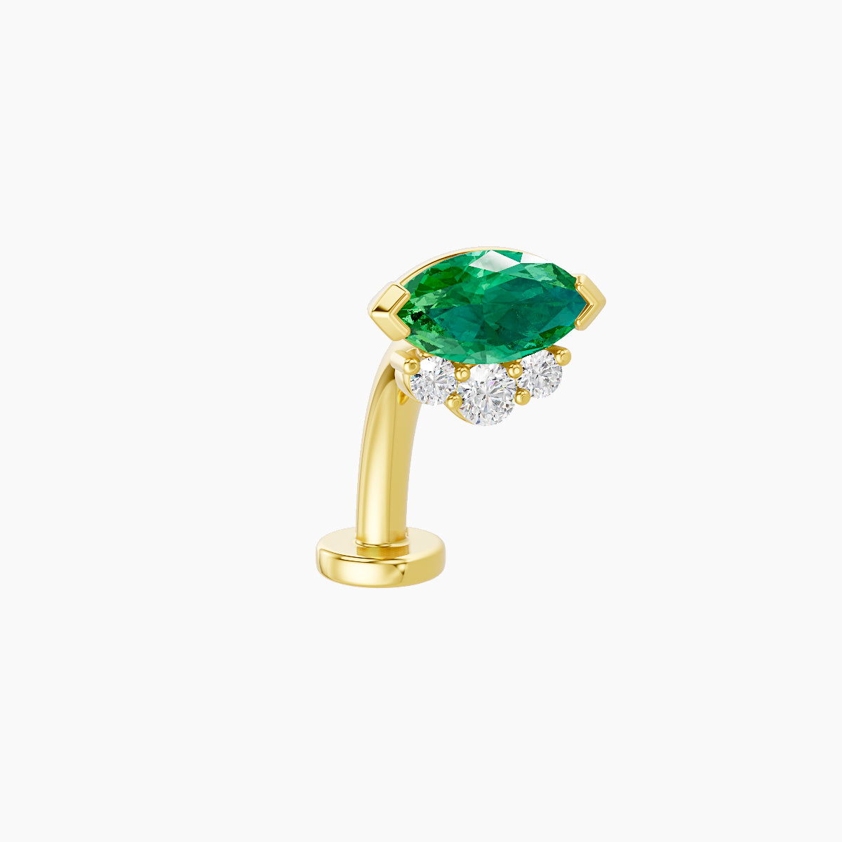 Danu | 18k Yellow Gold 10 mm 7 mm Emerald & Diamond Floating Navel Piercing