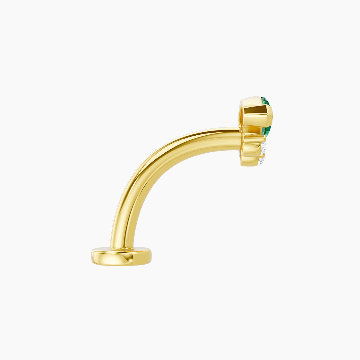 Danu | 18k Yellow Gold 10 mm 7 mm Emerald & Diamond Floating Navel Piercing