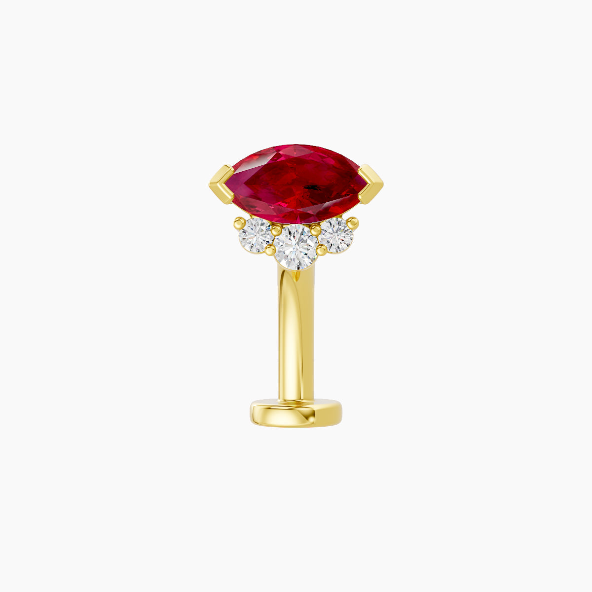 Danu | 18k Yellow Gold 10 mm 7 mm Ruby & Diamond Floating Navel Piercing