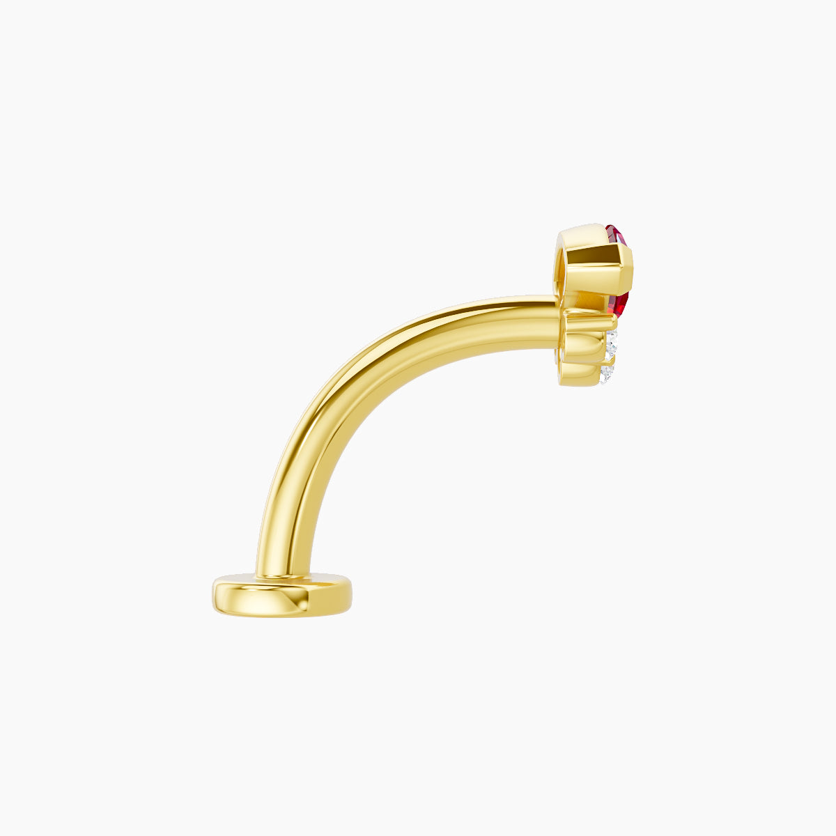 Danu | 18k Yellow Gold 10 mm 7 mm Ruby & Diamond Floating Navel Piercing