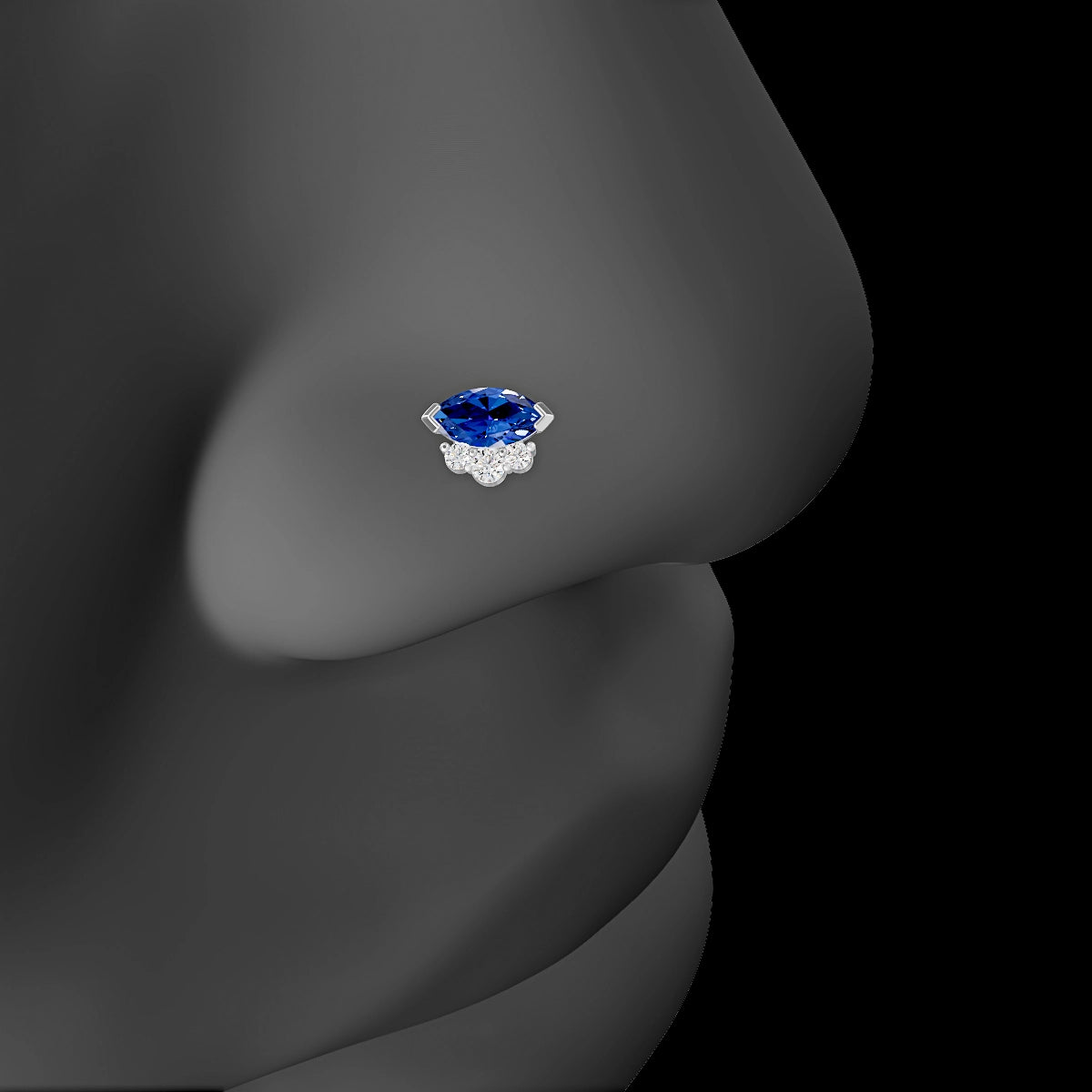 Danu | 18k White Gold 5 mm 7 mm Sapphire & Diamond Nose Piercing