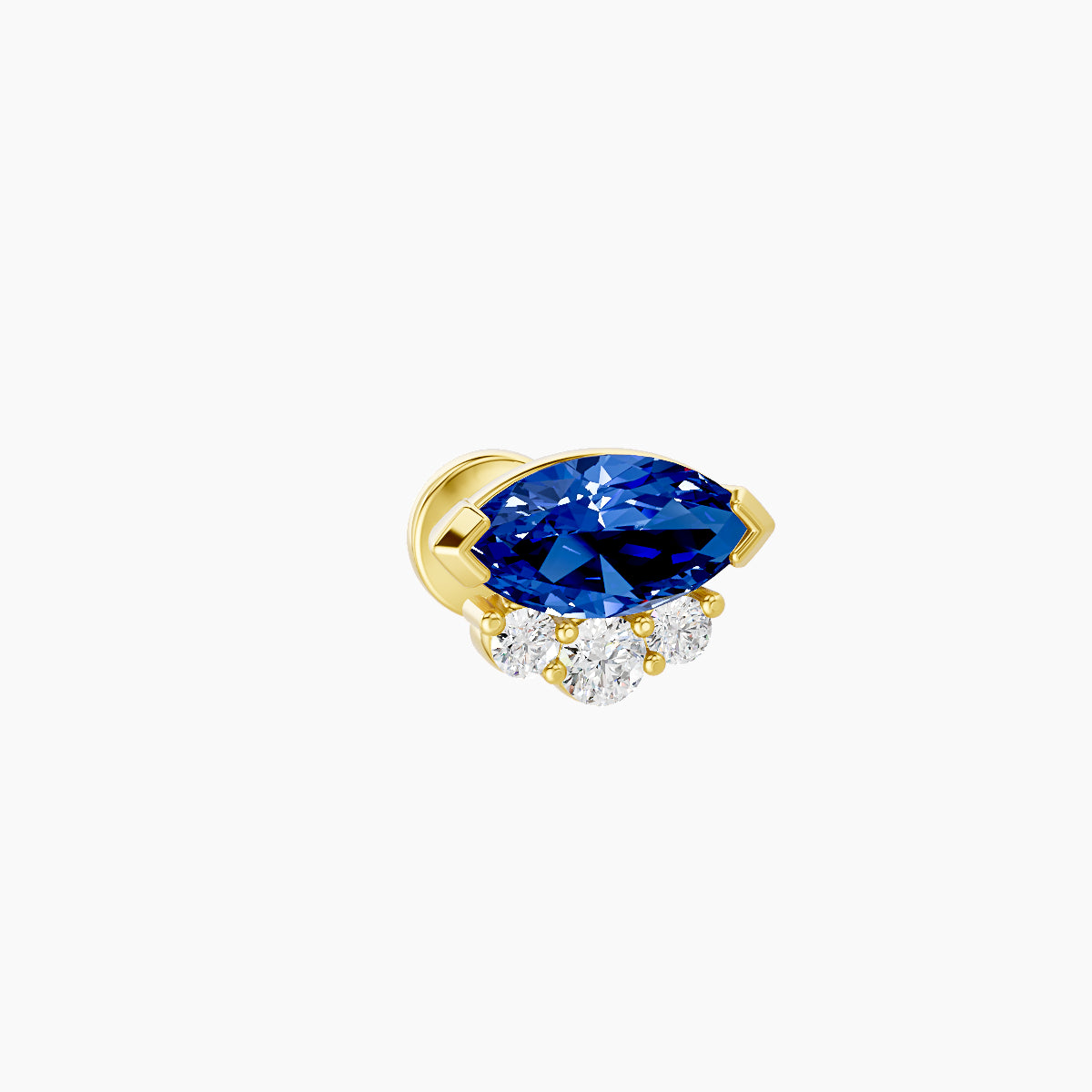 Danu | 18k Yellow Gold 5 mm 7 mm Sapphire & Diamond Nose Piercing