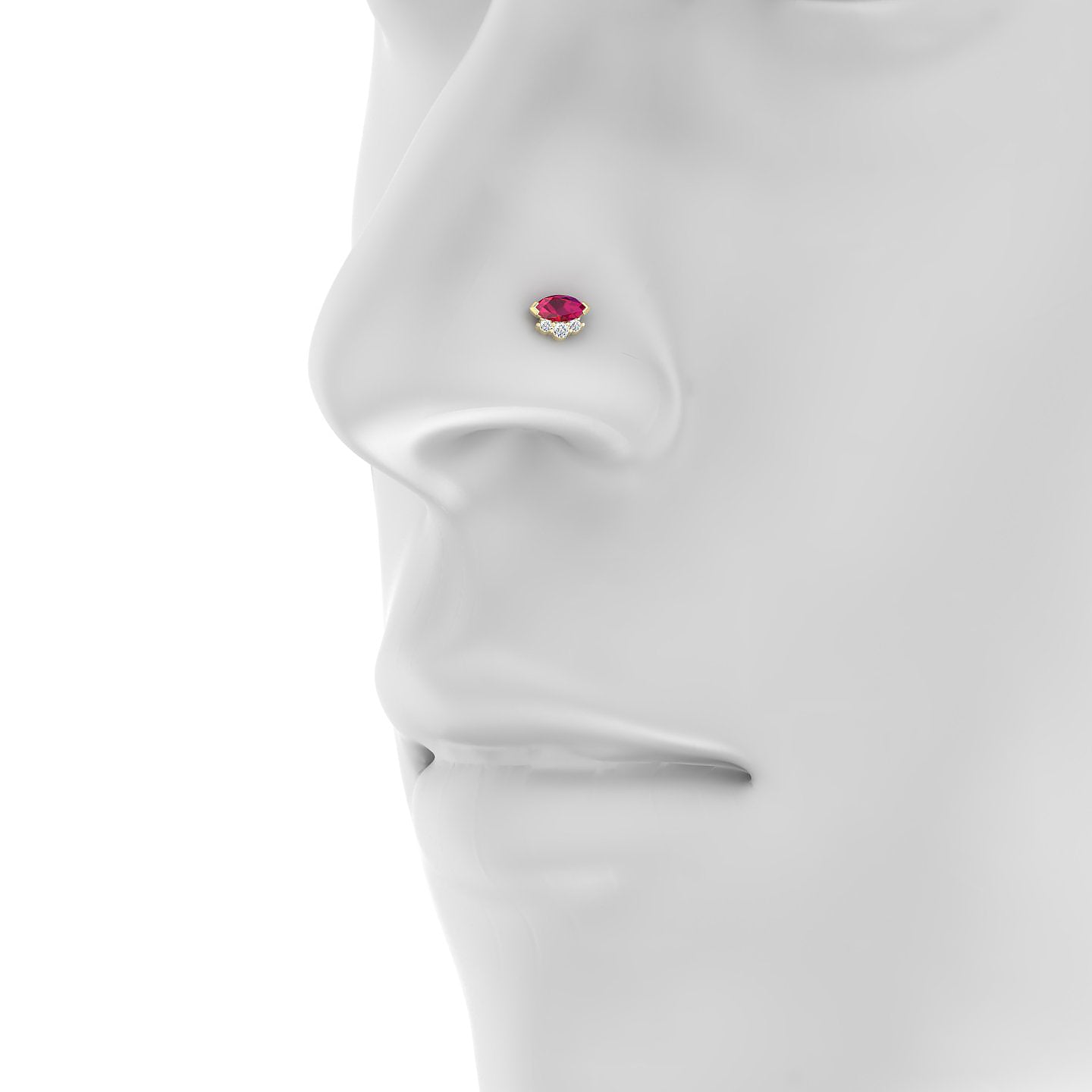 Danu | 18k Yellow Gold 5 mm 7 mm Ruby & Diamond Nostril Piercing