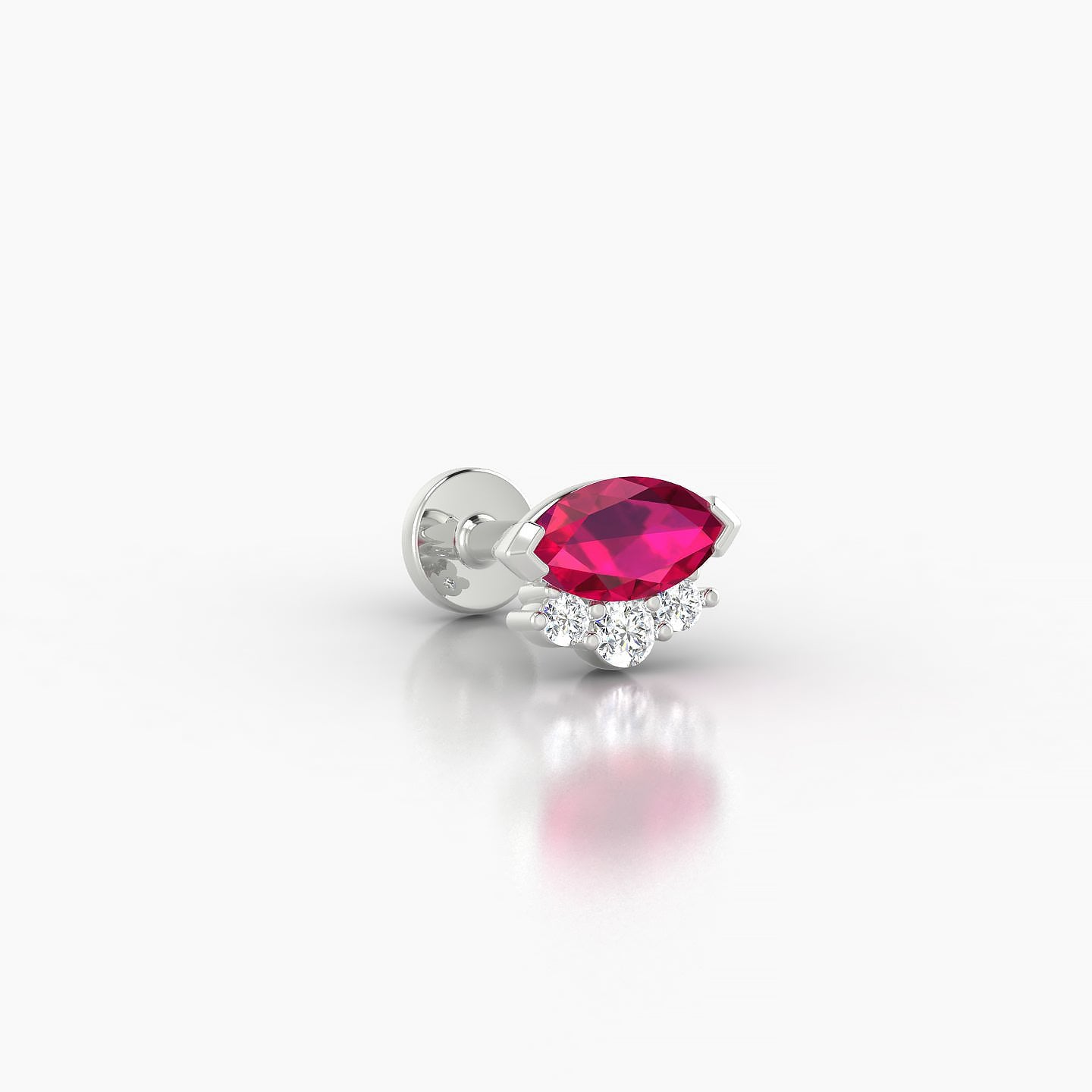 Danu | 18k White Gold 5 mm 7 mm Ruby & Diamond Piercing