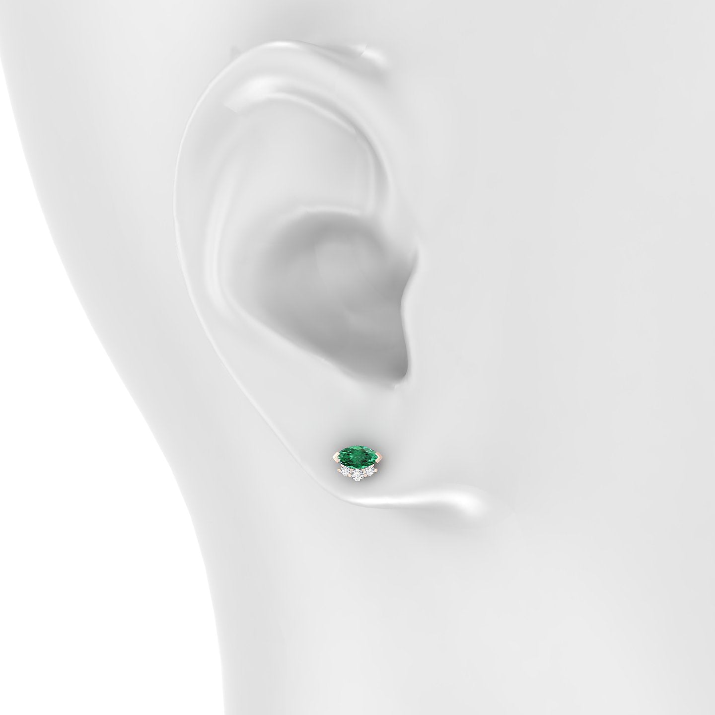 Danu | 18k Rose Gold 5 mm 7 mm Emerald & Diamond Piercing