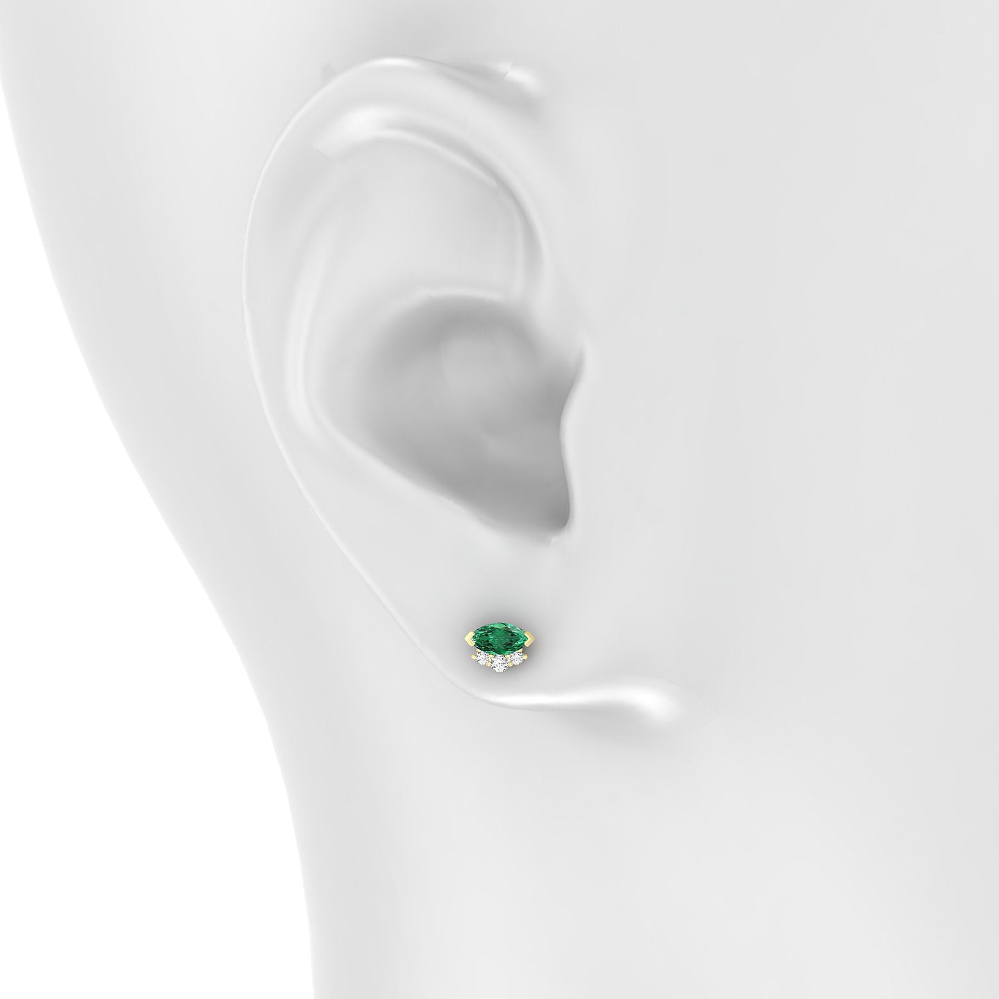 Danu | 18k Yellow Gold 5 mm 7 mm Emerald & Diamond Piercing