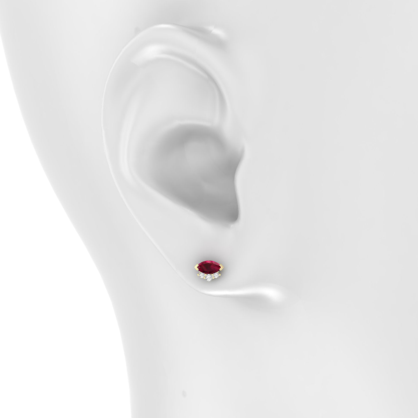 Danu | 18k Yellow Gold 5 mm 7 mm Ruby & Diamond Piercing