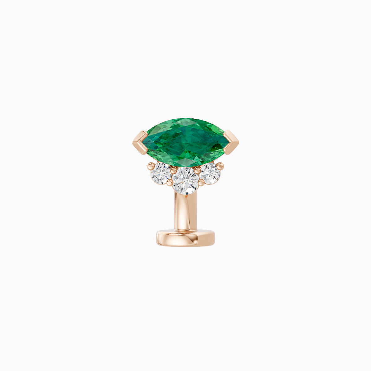 Danu | 18k Rose Gold 6 mm 7 mm Emerald & Diamond Floating Navel Piercing