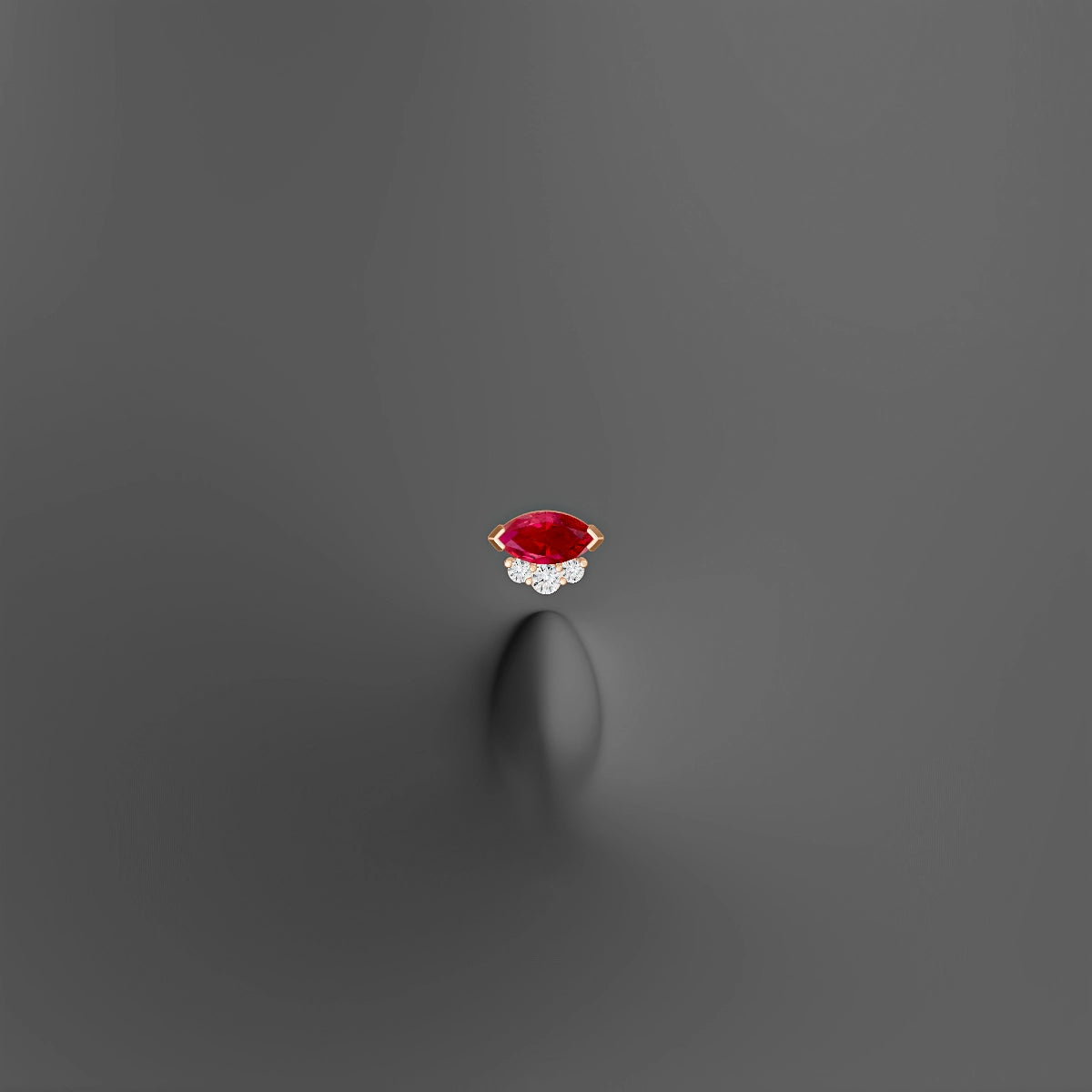 Danu | 18k Rose Gold 6 mm 7 mm Ruby & Diamond Floating Navel Piercing