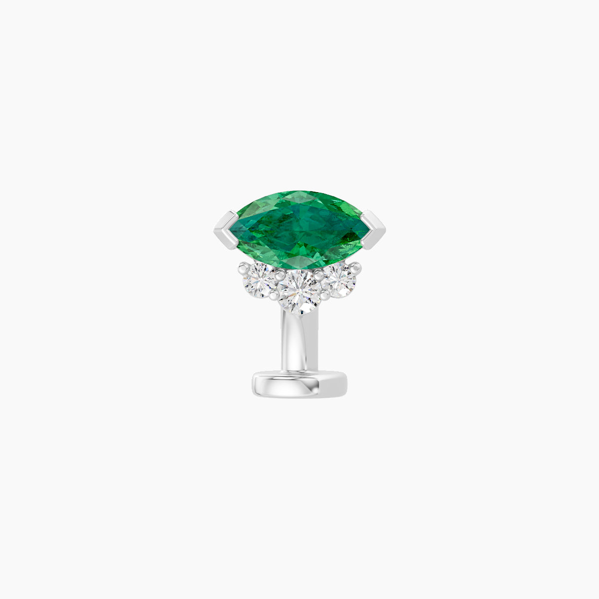 Danu | 18k White Gold 6 mm 7 mm Emerald & Diamond Floating Navel Piercing