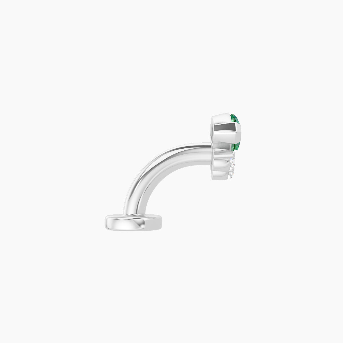 Danu | 18k White Gold 6 mm 7 mm Emerald & Diamond Floating Navel Piercing
