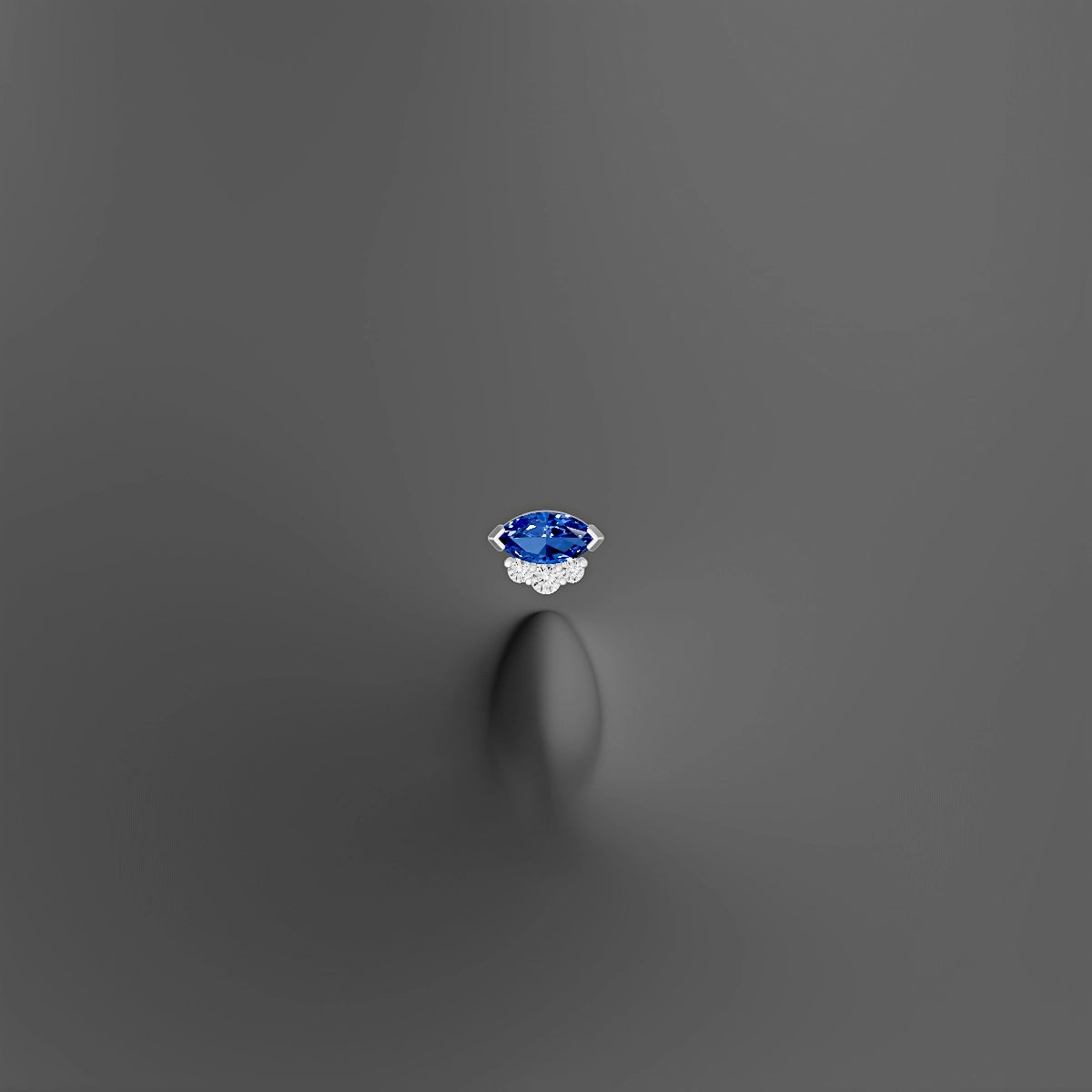 Danu | 18k White Gold 6 mm 7 mm Sapphire & Diamond Floating Navel Piercing