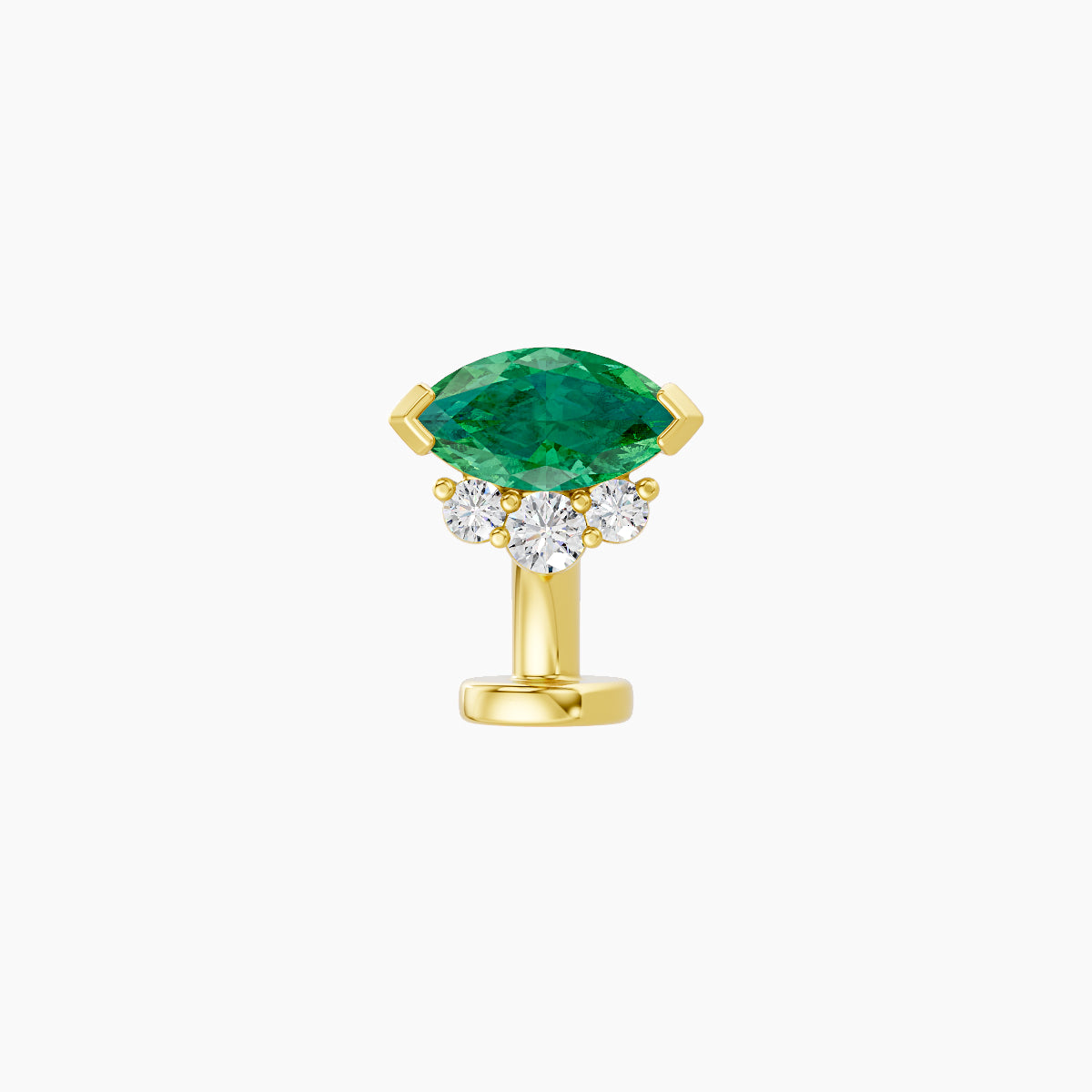 Danu | 18k Yellow Gold 6 mm 7 mm Emerald & Diamond Floating Navel Piercing