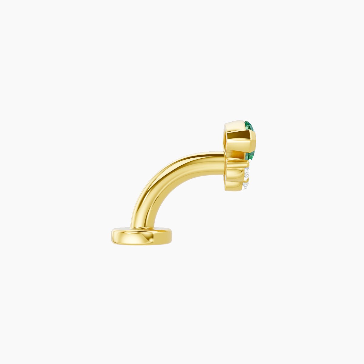 Danu | 18k Yellow Gold 6 mm 7 mm Emerald & Diamond Floating Navel Piercing