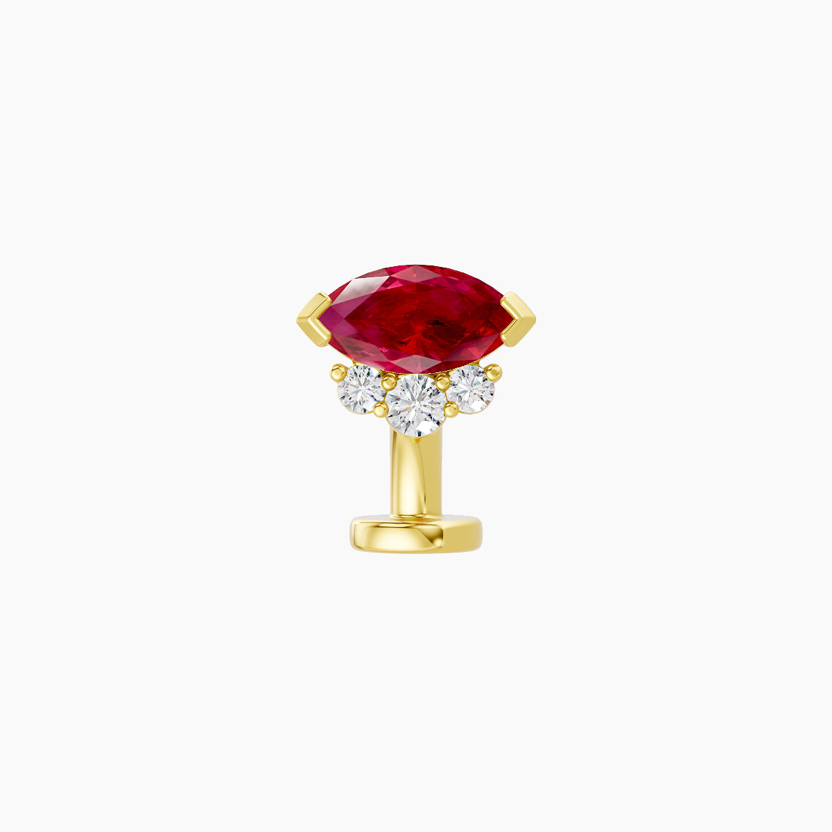 Danu | 18k Yellow Gold 6 mm 7 mm Ruby & Diamond Floating Navel Piercing