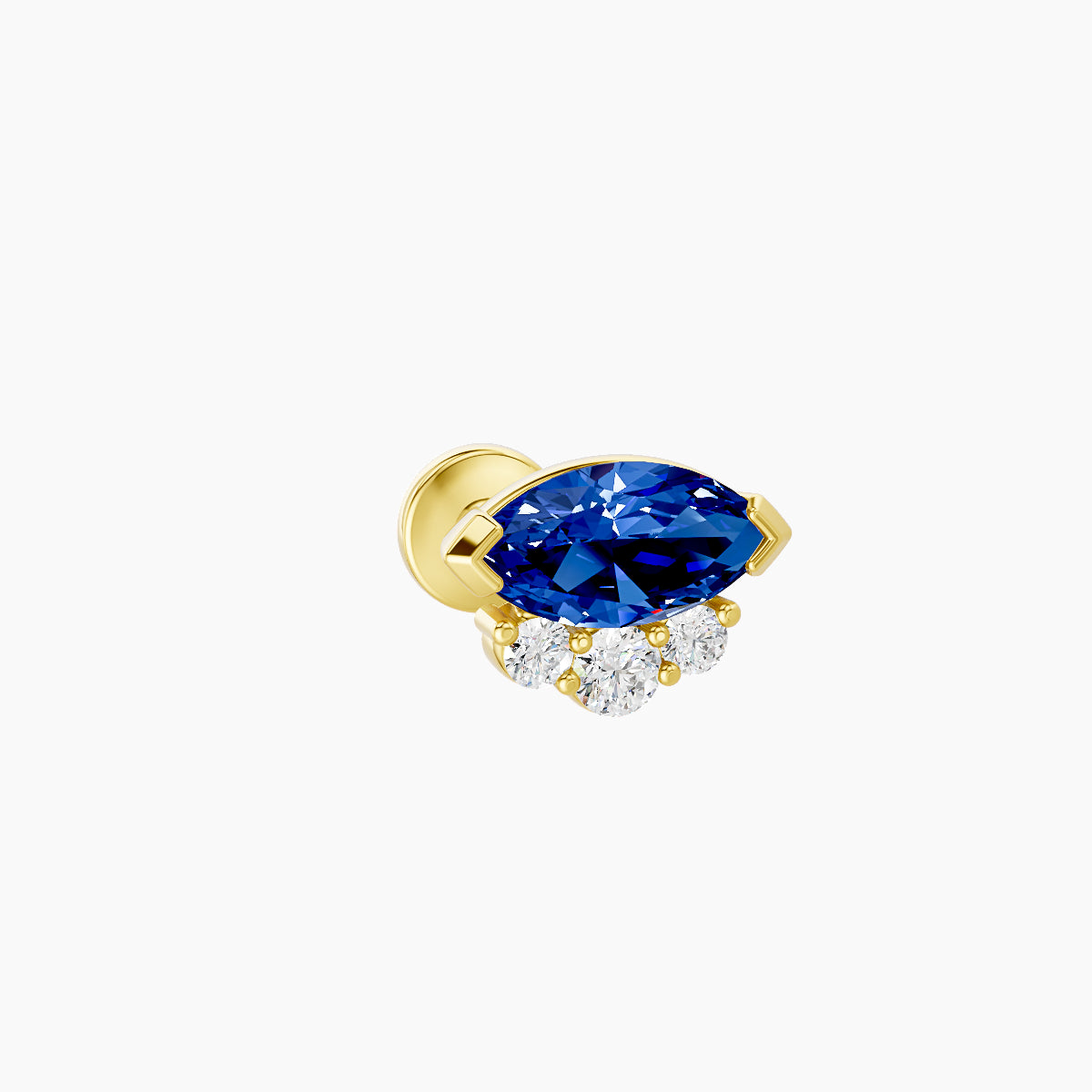 Danu | 18k Yellow Gold 6.5 mm 7 mm Sapphire & Diamond Nose Piercing
