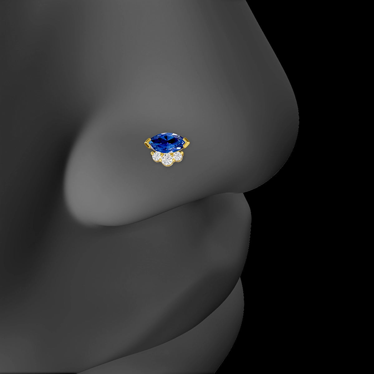 Danu | 18k Yellow Gold 6.5 mm 7 mm Sapphire & Diamond Nose Piercing
