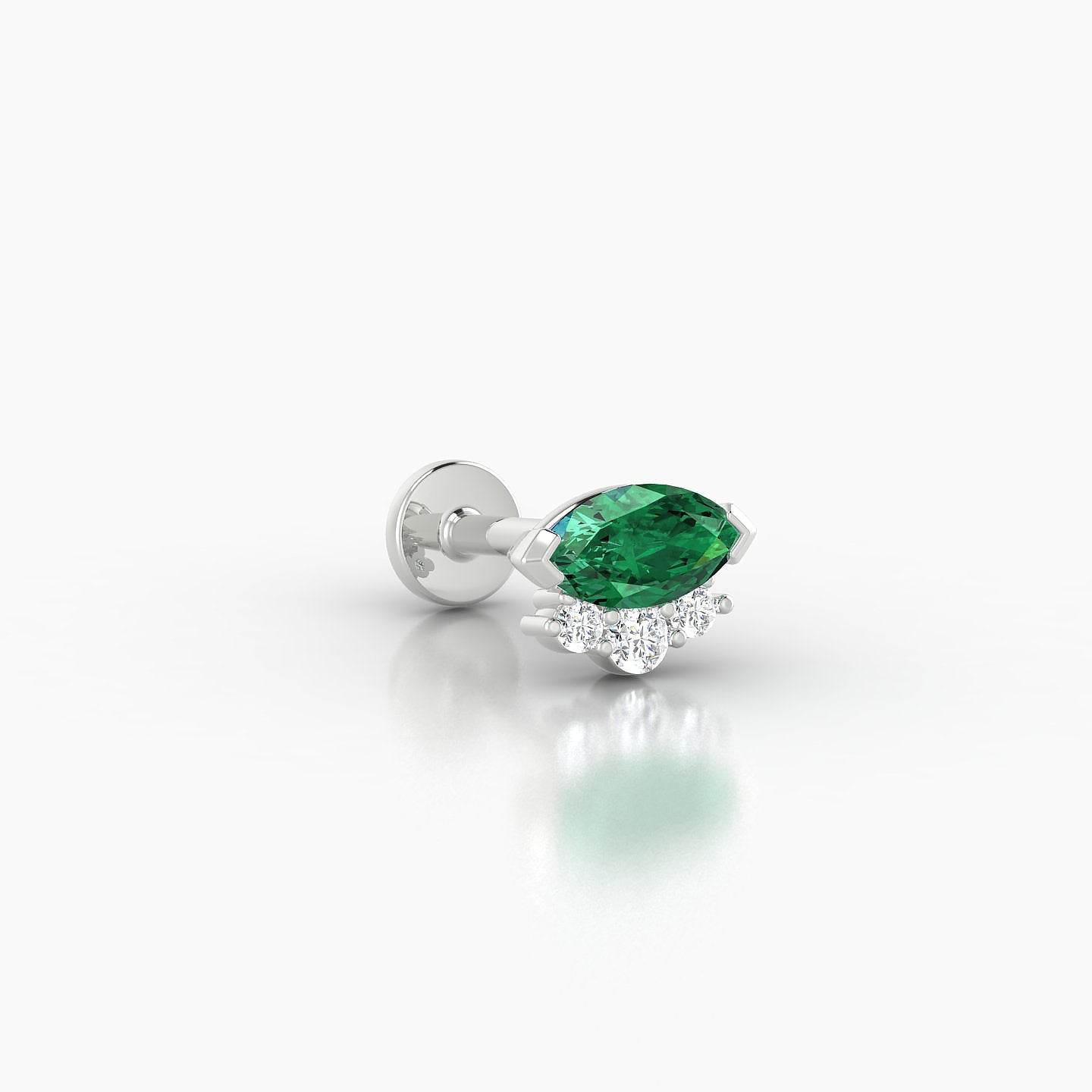 Danu | 18k White Gold 6.5 mm 7 mm Emerald & Diamond Nostril Piercing