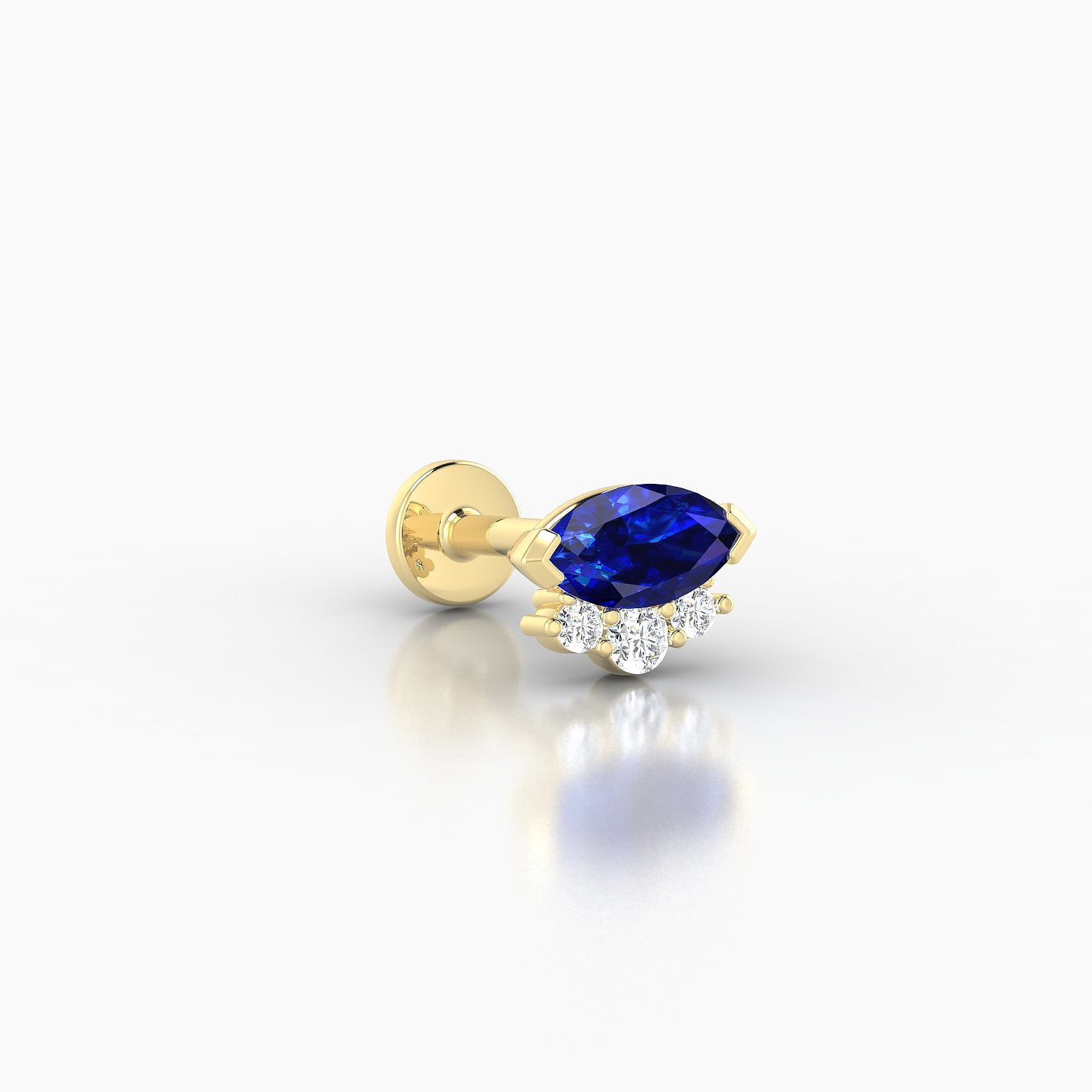 Danu | 18k Yellow Gold 6.5 mm 7 mm Sapphire & Diamond Nostril Piercing