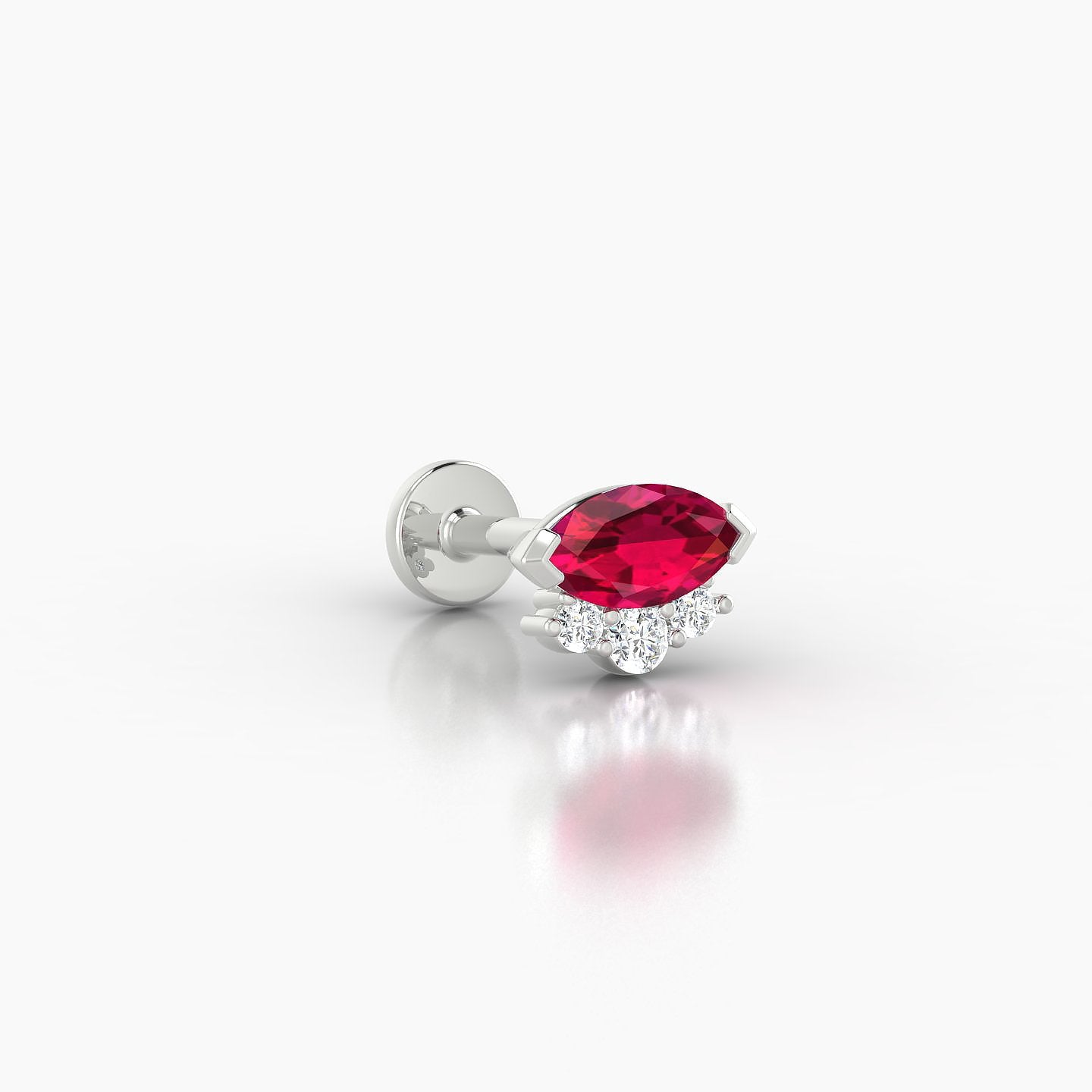 Danu | 18k White Gold 6.5 mm 7 mm Ruby & Diamond Piercing