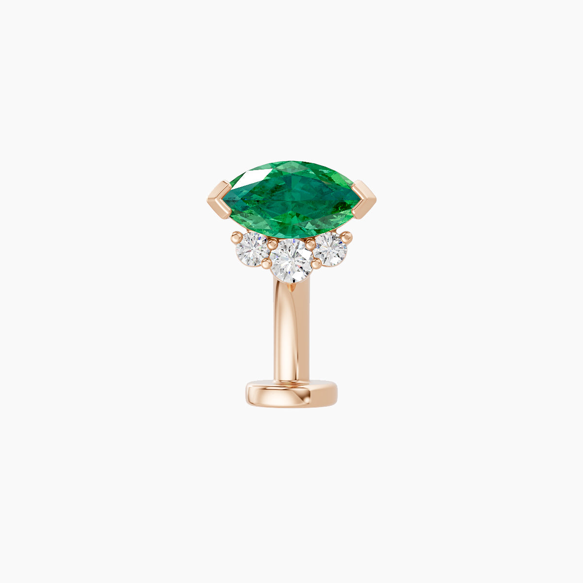 Danu | 18k Rose Gold 8 mm 7 mm Emerald & Diamond Floating Navel Piercing