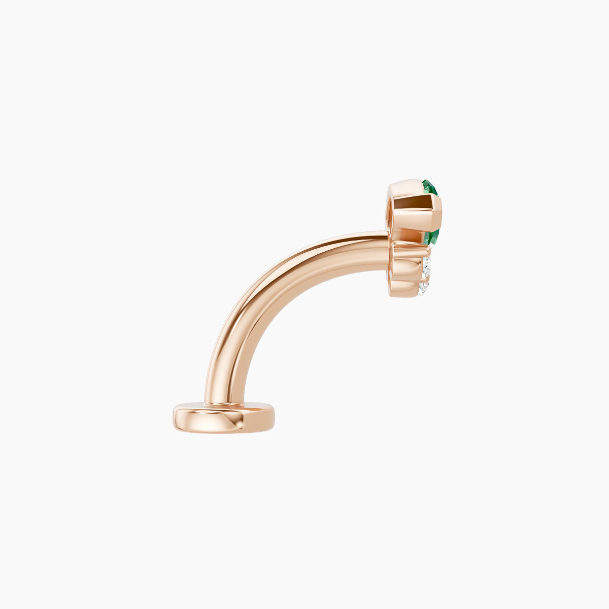 Danu | 18k Rose Gold 8 mm 7 mm Emerald & Diamond Floating Navel Piercing