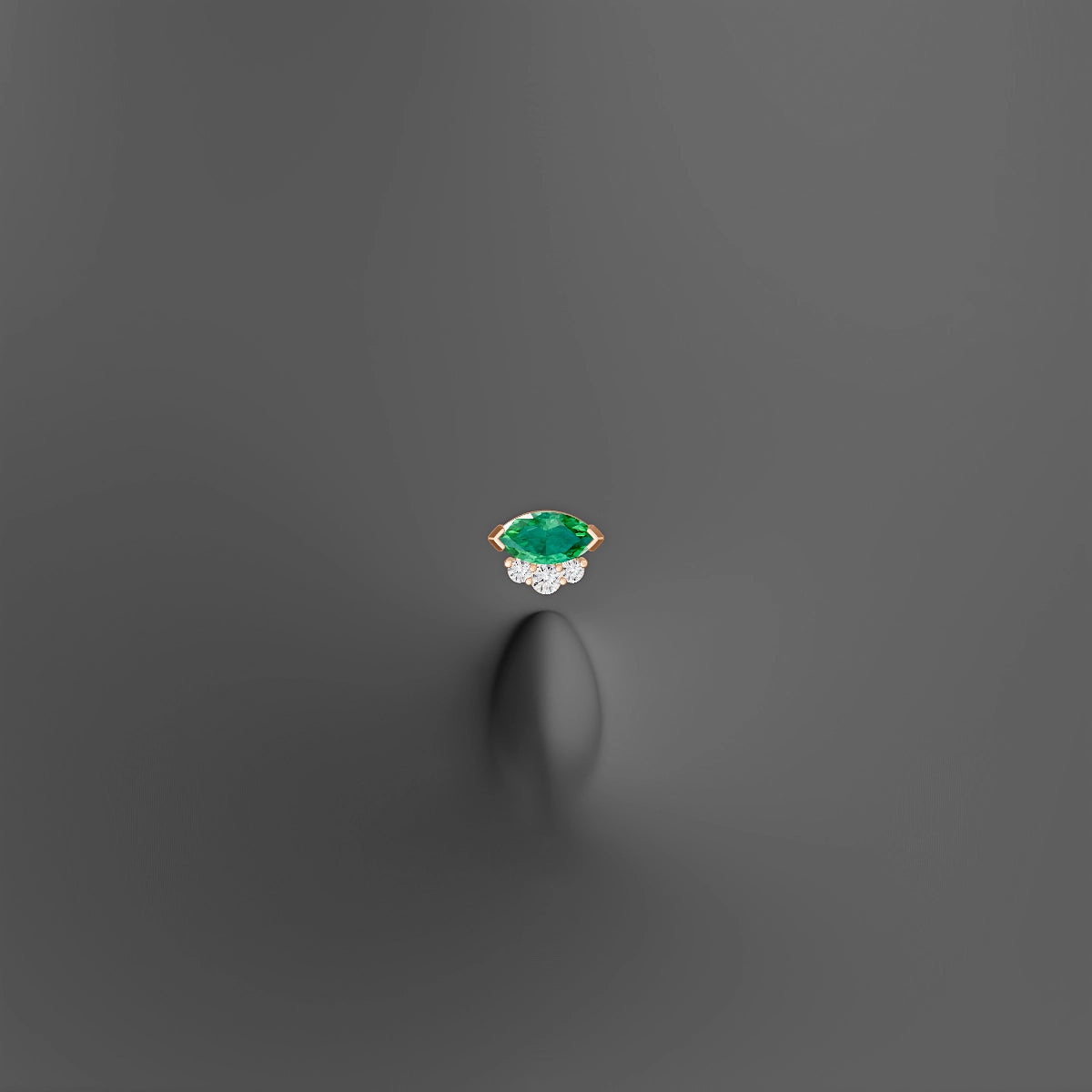 Danu | 18k Rose Gold 8 mm 7 mm Emerald & Diamond Floating Navel Piercing