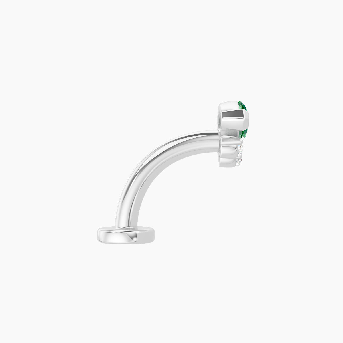 Danu | 18k White Gold 8 mm 7 mm Emerald & Diamond Floating Navel Piercing