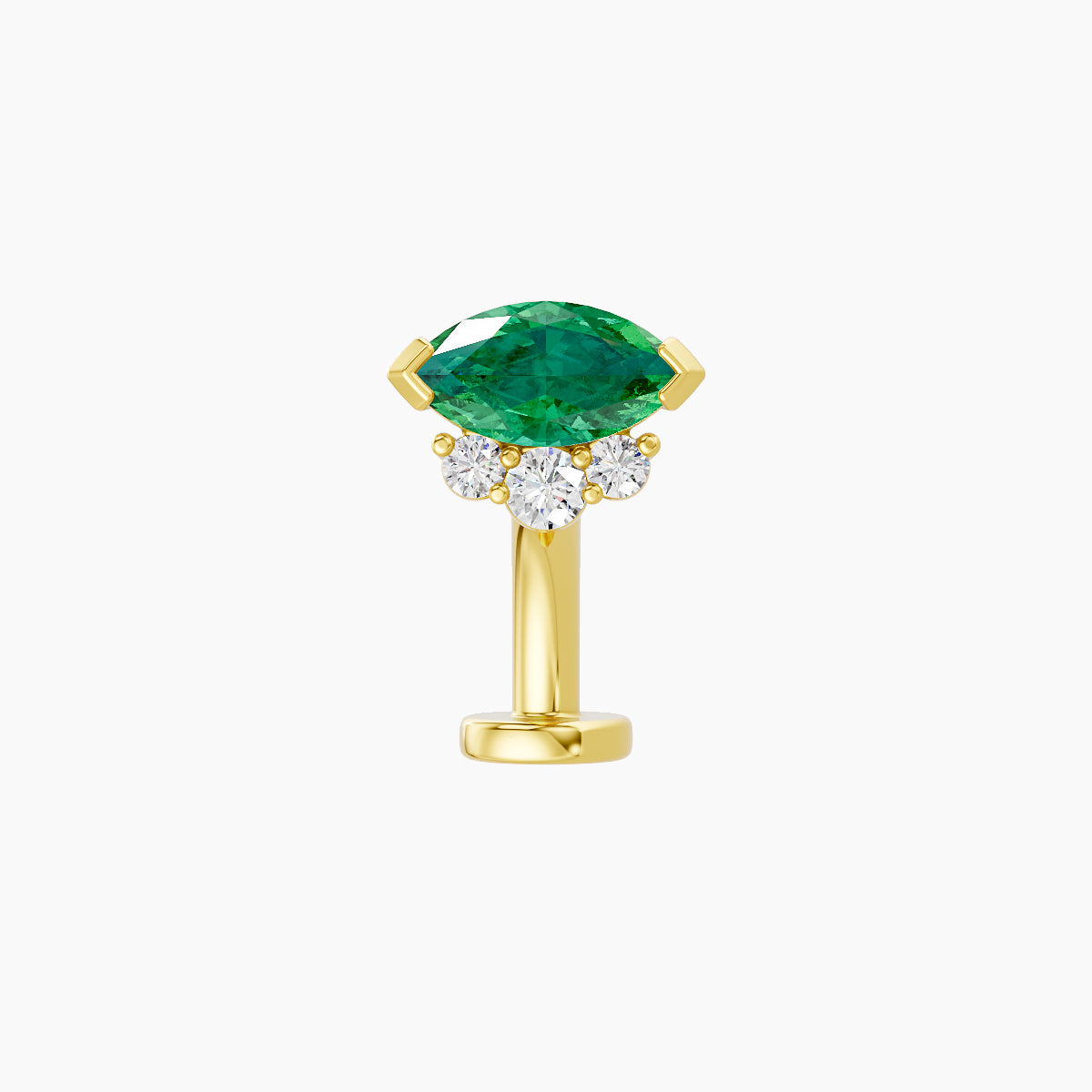 Danu | 18k Yellow Gold 8 mm 7 mm Emerald & Diamond Floating Navel Piercing