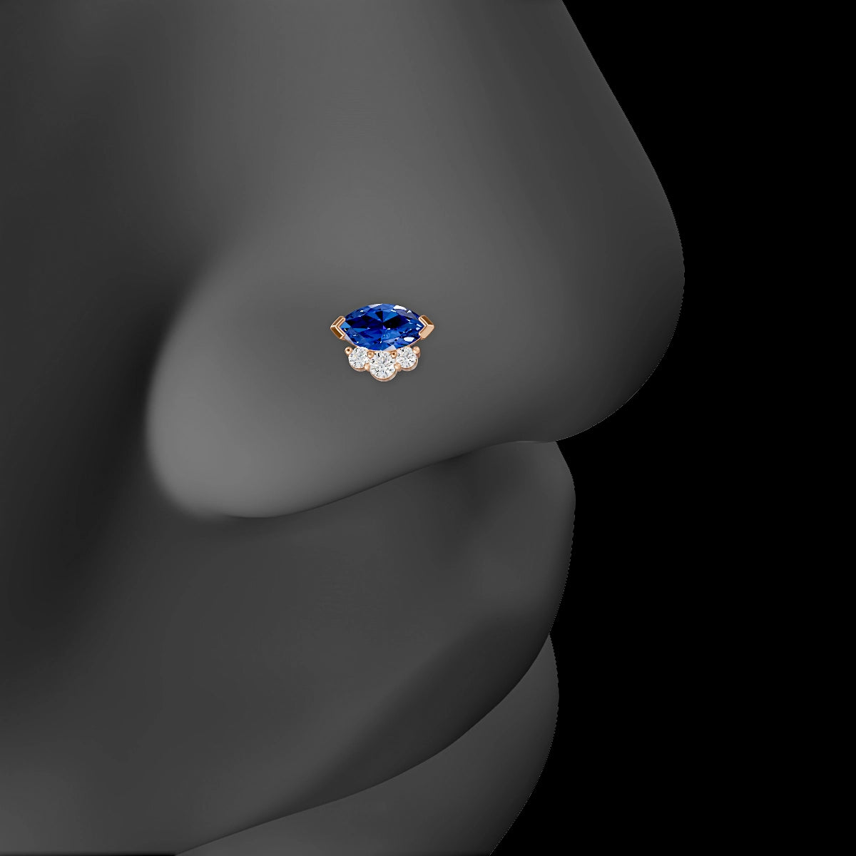 Danu | 18k Rose Gold 8 mm 7 mm Sapphire & Diamond Nose Piercing