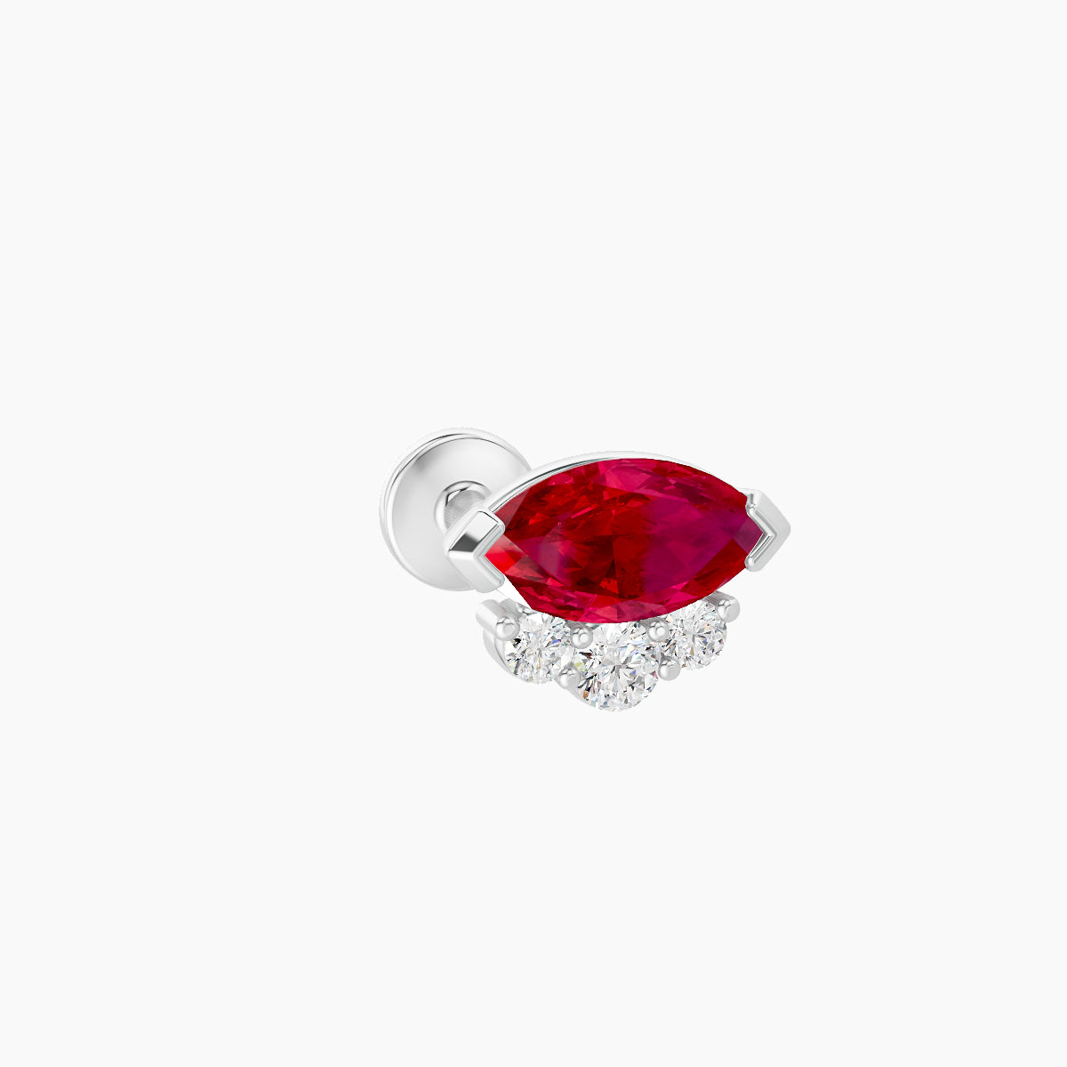 Danu | 18k White Gold 8 mm 7 mm Ruby & Diamond Nose Piercing