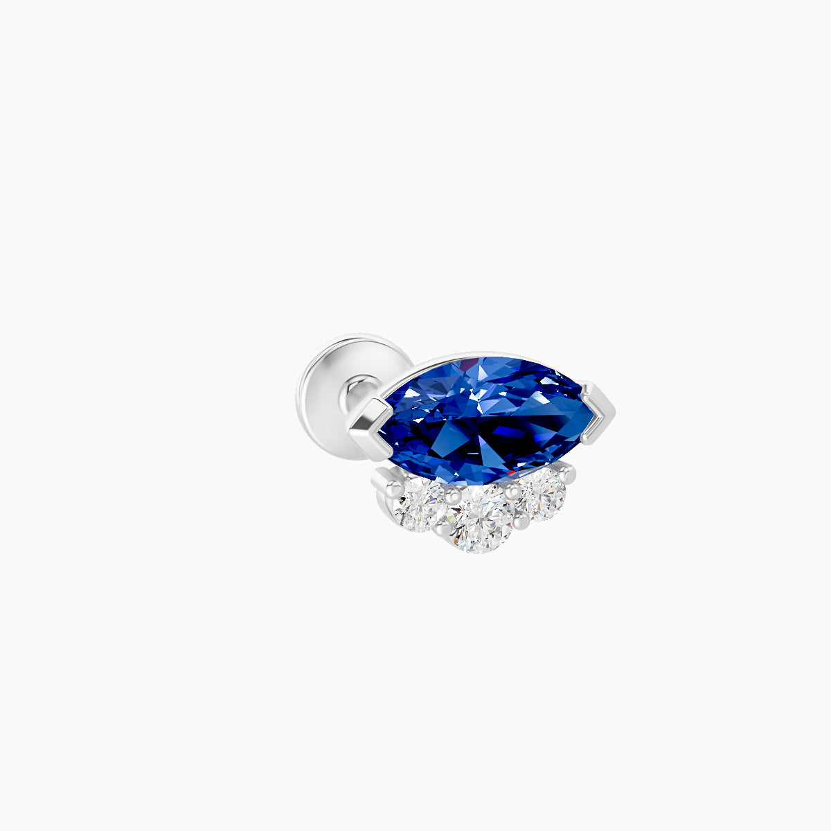 Danu | 18k White Gold 8 mm 7 mm Sapphire & Diamond Nose Piercing