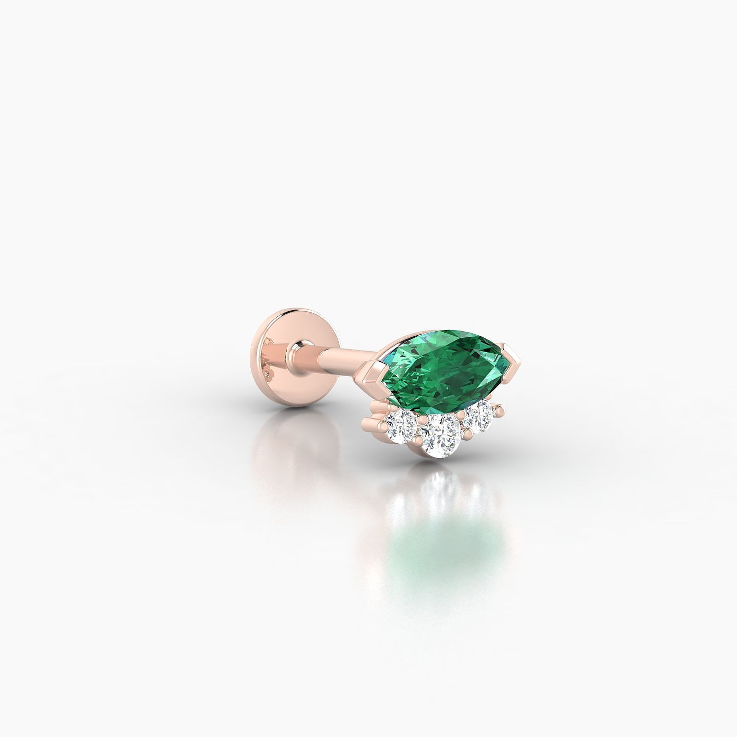 Danu | 18k Rose Gold 8 mm 7 mm Emerald & Diamond Nostril Piercing