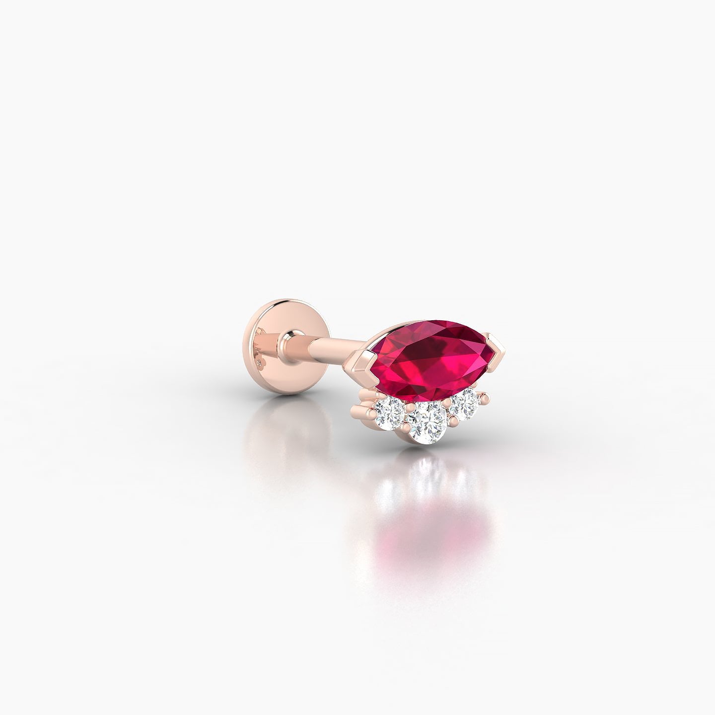 Danu | 18k Rose Gold 8 mm 7 mm Ruby & Diamond Nostril Piercing