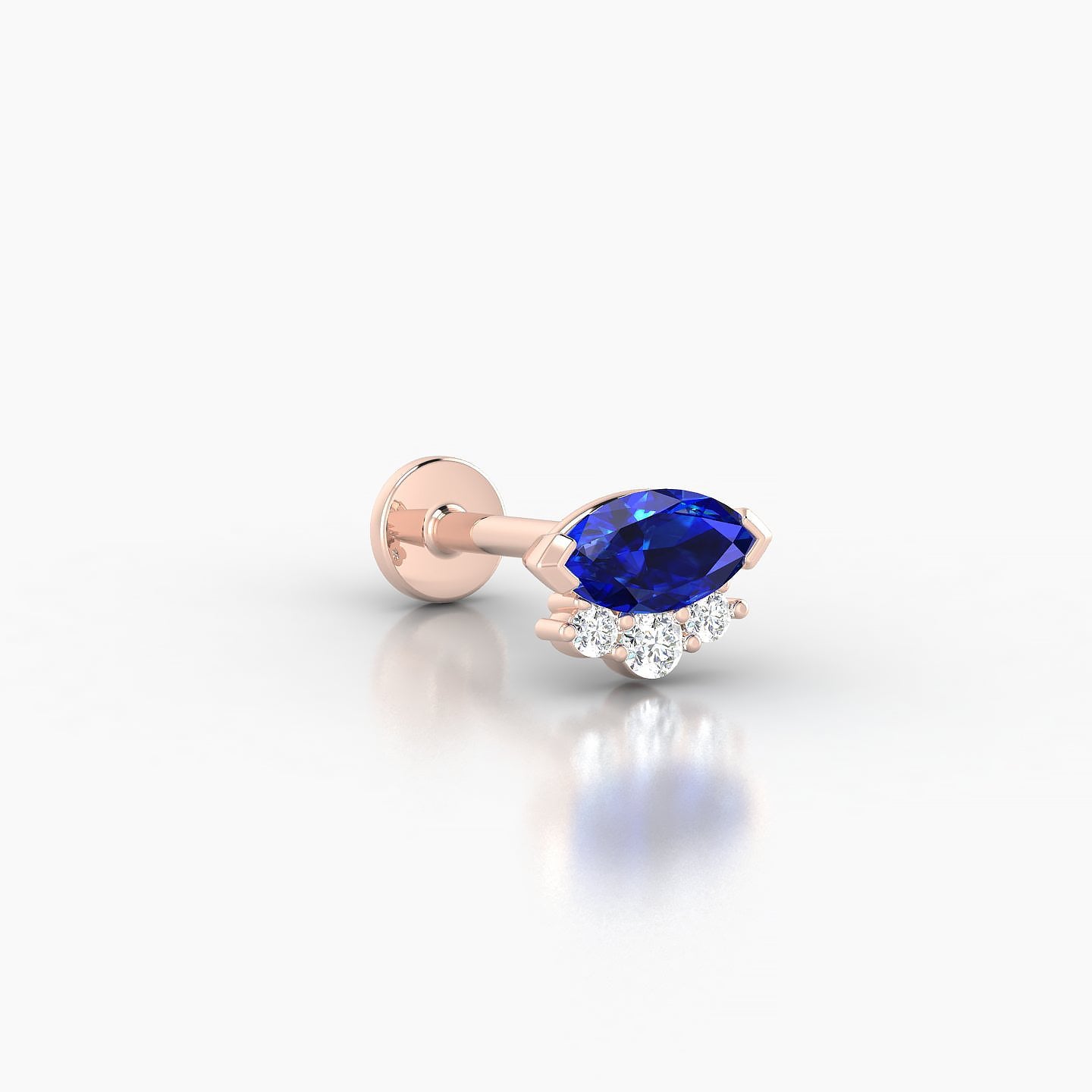 Danu | 18k Rose Gold 8 mm 7 mm Sapphire & Diamond Nostril Piercing