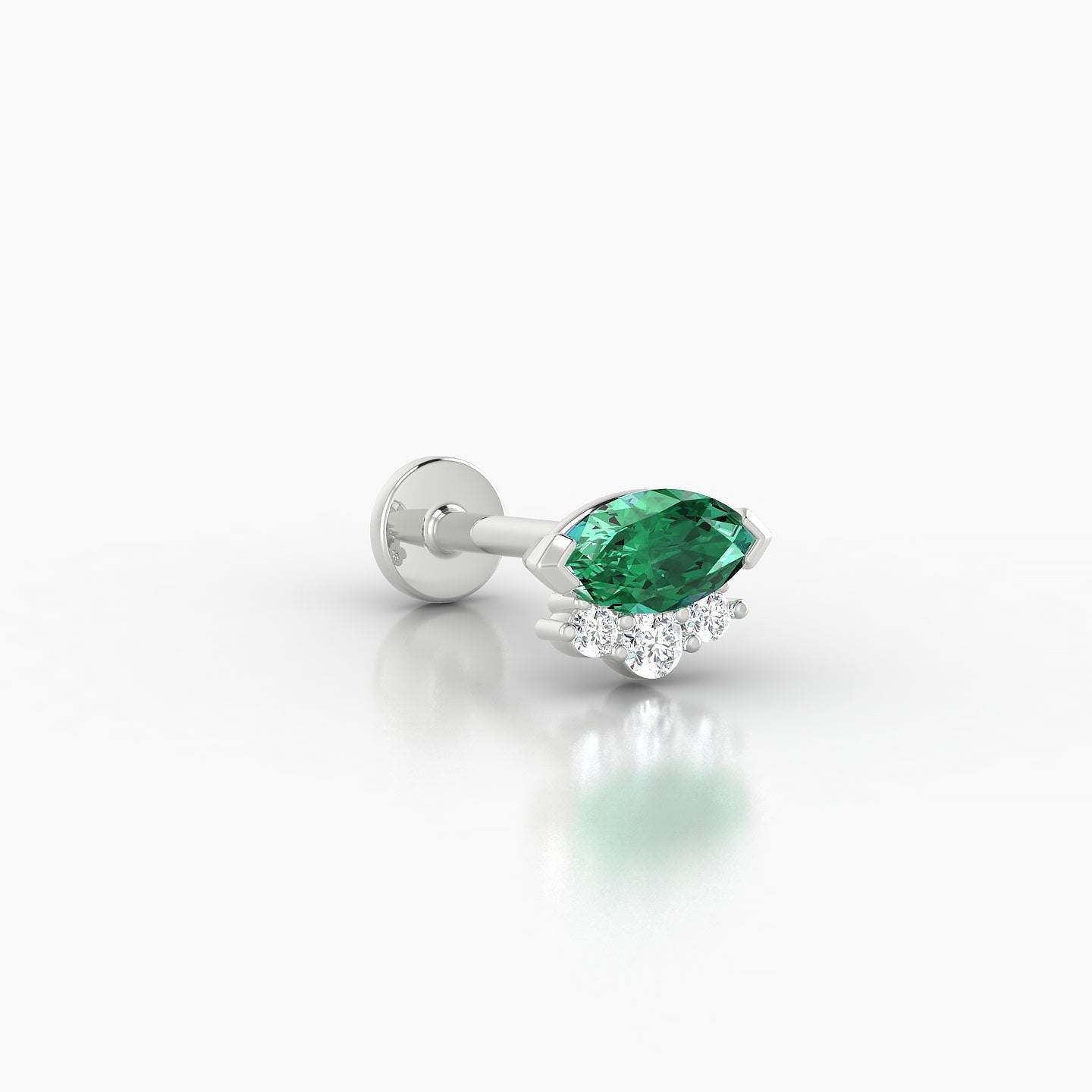 Danu | 18k White Gold 8 mm 7 mm Emerald & Diamond Nostril Piercing