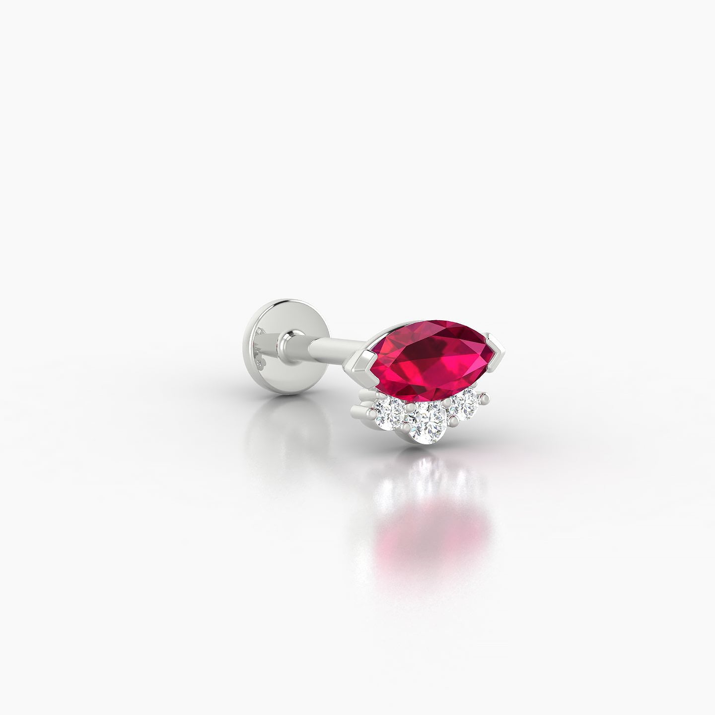 Danu | 18k White Gold 8 mm 7 mm Ruby & Diamond Nostril Piercing